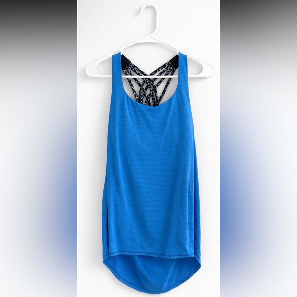 Lululemon Size 10 Blue Open Back Drapey Tank with Strappy Sports Bra